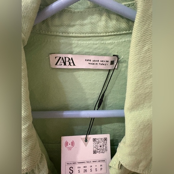 Zara Mint Green Cropped Jean Jacket - Picture 2 of 6